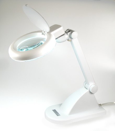 Lampada da scrivania con lente d'ingrandimento, adatta a occupazioni manuali, 35 x 25 x 14 cm