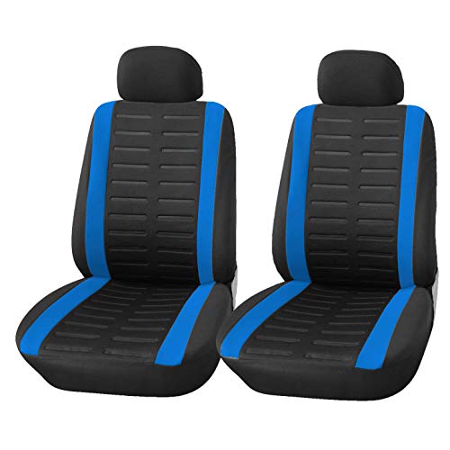 Upgrade4cars Coprisedili Auto Anteriore Universali Nero Blu Set Copri-Sedile Universale per Guidatore e Passeggero con Airbag Laterali Accessori Auto Interno