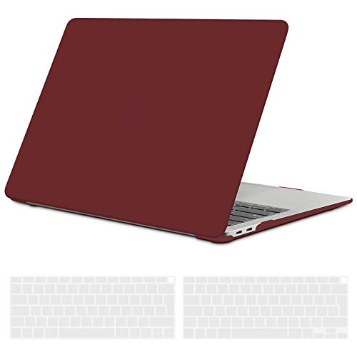 TECOOL Custodia MacBook Air 13 Pollici 2020 2019 2018 (Modello: A2337 M1/A2179/A1932), Plastica Case Cover Rigida Copertina con Copritastiera in Silicone per MacBook Air 13.3 Touch ID - Vino Rosso