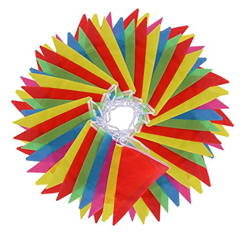 Vicloon 38m 100 pezzi Bandierine Pavese Bandierine Plastica Bandierine Colorate, Bandiere Doppie Carnevale Facciate Interne / Partito Decorazione Esterna