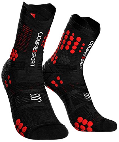 COMPRESSPORT PRO Racing Socks v3.0 Trail, Calzini da Gara Unisex-Adult, Schwarz/Rot, T4
