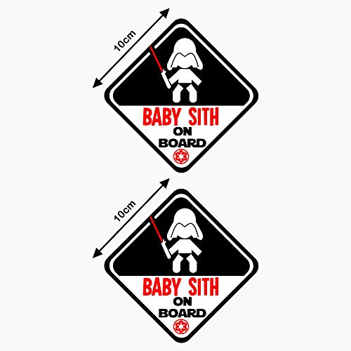 Autodomy Adesivi Baby Sith Star Wars Baby On Board Bimbo a Bordo Baby in Car Confezione 2 Pezzi per Auto (Uso Esterno)