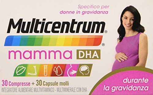 Multicentrum Mamma Dha 30+ - 30 Compresse Capsule Molli, Integratore alimentare multivitaminico multiminerale adatto a donne in gravidanza