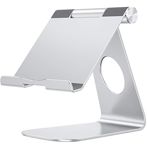 OMOTON Supporto Tablet Regolabile, Porta Tablet, Dock da Tavolo per Corsi Online e Video, Universale Stand in Alluminio per iPad Air 4, iPad 8, PRO 12.9, Samsung Galaxy Tab, Altri Tablet, Grigio