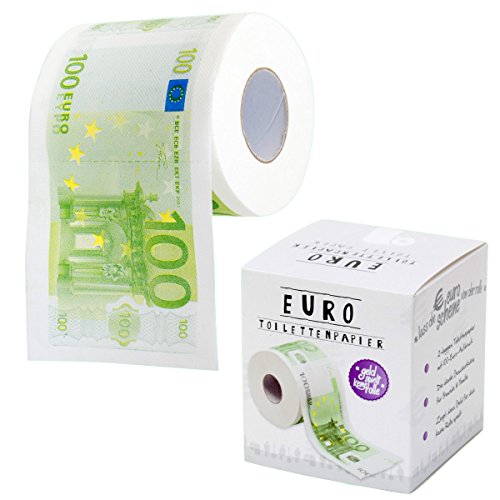 Euro - Carta igienica design banconote, rotolo di carta igienica, 100 EUR, design divertente.