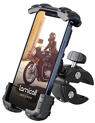 Lamicall Supporto Telefono Bicicletta, Metallico Supporto Motociclo - Manubrio Supporto Cellulare per iPhone 12 Pro, 12 Mini, 11 Pro, Xs Max, X, 8, 7, 6, Samsung S10 S9 S8, 4.7-6.8 Pollici Smartphones