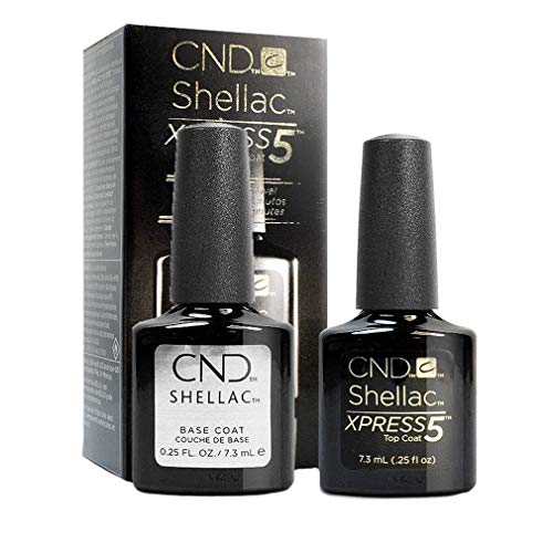 CND Shellac Xpress5 – top coat e base per smalto CND Shellac (7.3ml/flacone) – smalto gel professionale