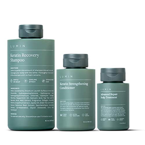 The Scalp Recovery Set for Men: Includes Includes Keratin Recovery Shampoo to Boost Hair Growth + Keratin Conditioner to Repair + Scalp Treatment to Improve Health of Hair - by Lumin