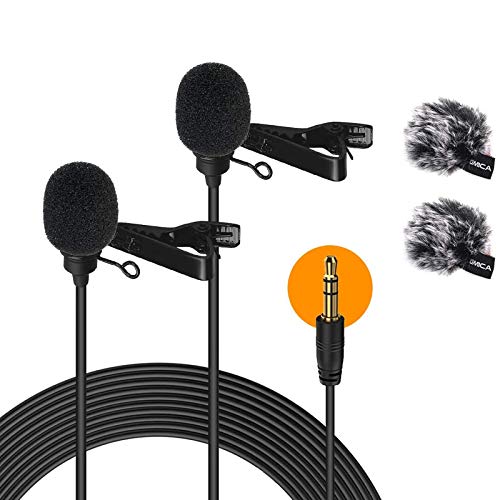 Comica D02B 2.5m Lavalier-Microfono-Clip-Mic-Omnidirezionale, Lav Microphone Compatibile per DSLR Fotocamera, Cellulari Smartphone, Computer
