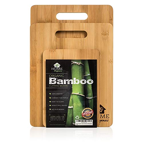 Home Organics Set di taglieri Premium in bambù moso, Ideali per la Preparazione di Cibo, Carne, Verdura, Pane, Cracker e Formaggio