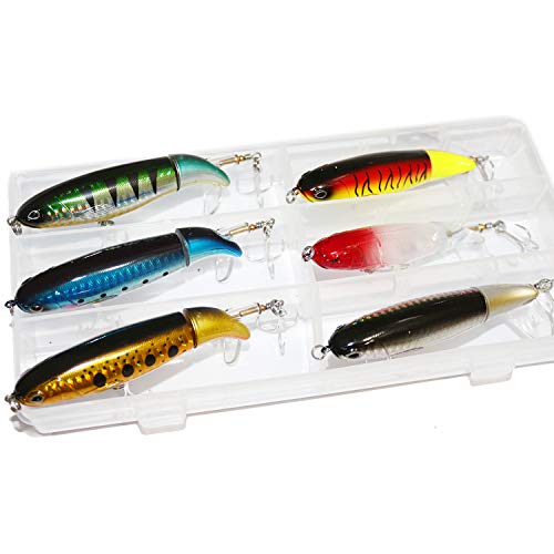 FitTrek Esche Artificiali con Elica - Whopper Plopper Wobbler Set 6 PCS - Spiral Esca Pencil 13g 15g 35g - Popper Swimbait Top Water Esche per Pesca a Coda di Pesce Persico, Carpa, Trota, Valleye