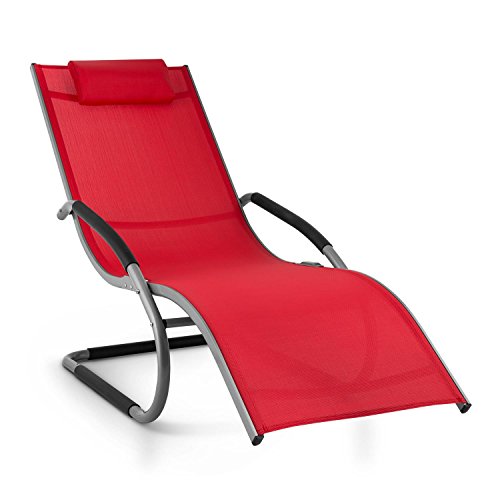 blumfeldt Sunwave Sedia Sdraio da Giardino Reclinabile Relax ergonomica in Alluminio (Struttira in Acciaio Tubolare, Effetto Dondolo, Tessuto in plastica) Rossa