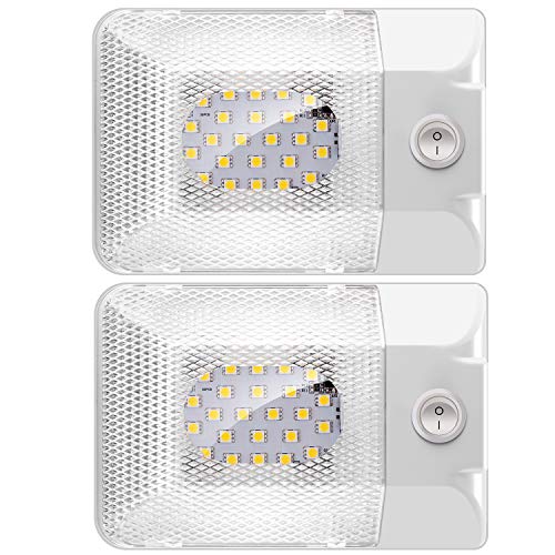 ShinePick 2 x 12V Lampade LED, Luci led da Interni Auto Plafoniera Tetttuccio Illuminazione Interna Auto Luce con Interruttore per Auto/RV/Camper/Camion/Rimorchio/Van/Barca (Bianco Naturale)