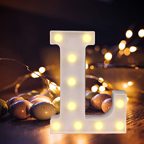 Lettere dell'alfabeto luminose a LED, luce bianca calda, decorazione per casa, feste, bar, matrimoni, festival. L