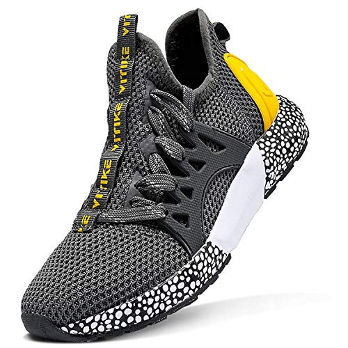 Scarpe Sportive Bambini e Ragazzi Scarpe da Corsa Ginnastica Respirabile Mesh Running Sneakers Fitness Casual(G-Grigio Scuro,28 EU)