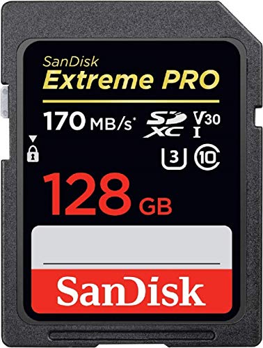 Sandisk Extreme Pro Scheda di Memoria SDXC da 128 Gb, Velocità di Lettura Fino a 170 MB/S, Classe 10, U3, V30