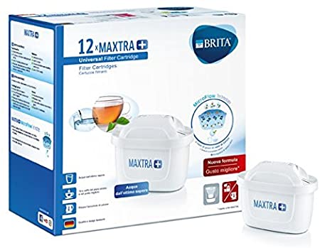 BRITA Filtri MAXTRA+ Pack 12, Cartucce per Caraffe Filtranti, 12 Filtri x 12 Mesi di Acqua Filtrata