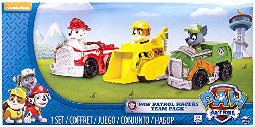 PAW Patrol Confezione da 3 Veicoli Rescue Racers, Marshall, Rocky e Rubble, dai 3 Anni, 6024058