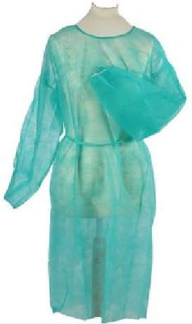 ASID BONZ - Camice usa e getta in tessuto non tessuto, con cintura, 120 x 140 cm, 10 pezzi, colore: Verde