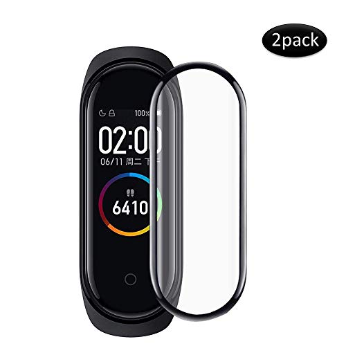 KONEE Vetro Temperato per Compatibile con Xiaomi Mi Band 4, 【2 Pack】[Copertura Totale] Copertura Completa Pellicola Protettiva in Vetro Temperato per Xiaomi Mi Band 4