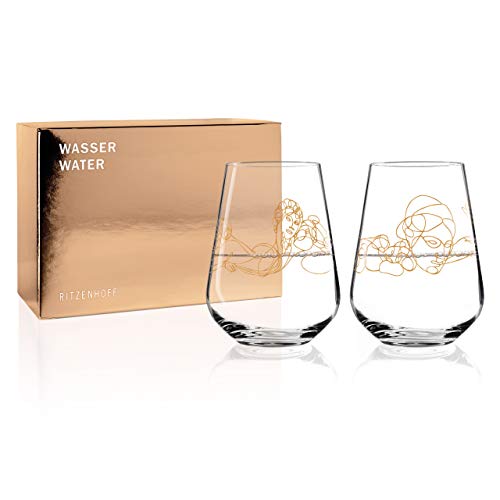 Ritzenhoff - Set di bicchieri da vino in cristallo da 540 ml, colore: oro
