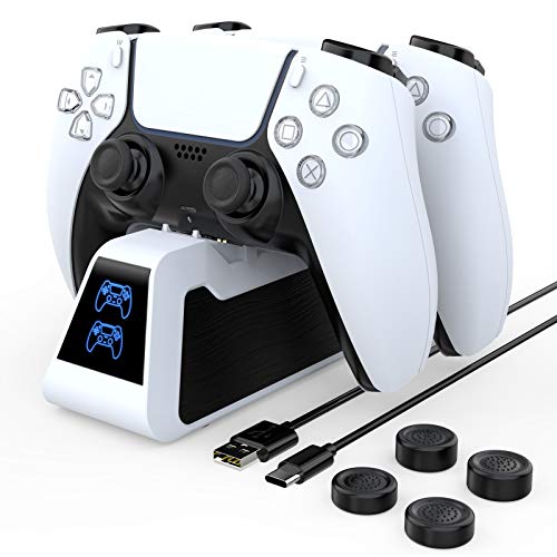 HEYSTOP Ricarica Controller PS5, 2.6A Super Charger, Caricatore Rapido per Controller PS5 con Indicatore LED, Dock di Ricarica Doppia per Playstation5, con Cavo di USB Ricarica 商品名称