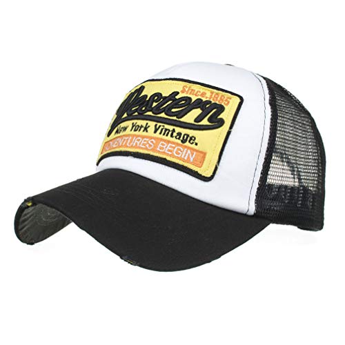 Kfnire Cappellino da Baseball Unisex Hip-Hop Baseball Tappo Cotone Moto Tappo Bordo Rettifica Vintage Cappello (Nero)