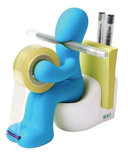 Il Butt 'stazione di forniture di ufficio Dispenser di nastro porta accessori da scrivania con rotolo di nastro e graffette (Blu)