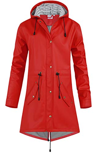 SWAMPLAND Foderato Giacche Impermeabili Donna Caldo Giacca Antipioggia Impermeabile con Cappuccio Rosso con Pile Gr.36