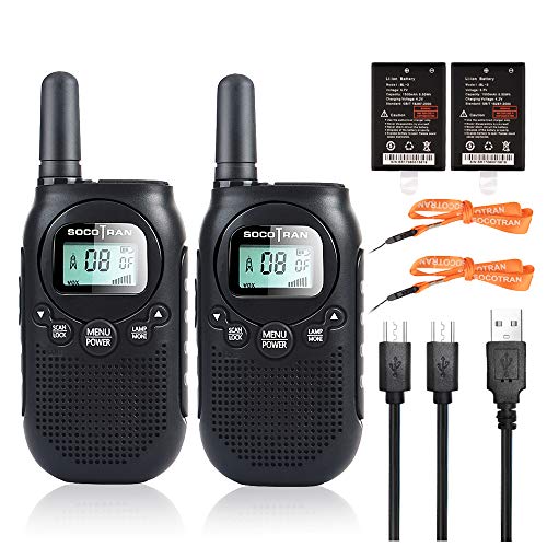 Walkie Talkie Bambini 8 Canali Radio a 2 vie Pratico Portatile Radio VOX Scan Display LCD con Torcia, Radio PMR446 a Lungo Raggio per Escursioni in Bici e Trekking Campeggio Escursione di Viaggio