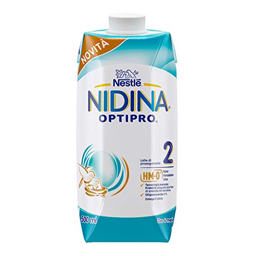 Nestlé Nidina OPTIPRO 2 HM;O da 6 Mesi Latte di Proseguimento Liquido; 12 Brick da 500 ml