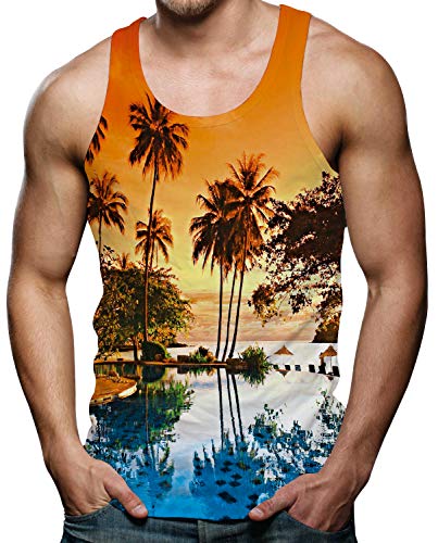 Spreadhoodie Canotta da Uomo T-Shirt Palma Design Estate Comodo Hawaiian Holiday Beach Canotte M