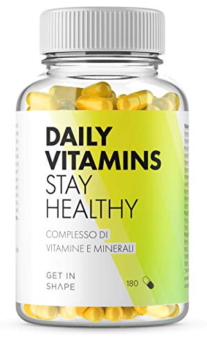 DAILY VITAMINS - Integratore multivitaminico e mulitiminerale vegano, 180 capsule - dose giornaliera di vitamine e minerali essenziali - da Get In Shape