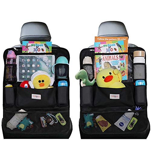 SURDOCA Organizer Sedile Auto, Organizer Auto Bambini, 4th Gen【9 Pocket】Organizer Sedile Posteriore, Perfetta Vestibilità con10.5 iPad, Organizer Sedile, Anti-Graffio Organizzatore Sedile, 2 pezzi