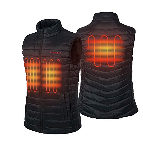 CONQUECO Elettrico Gilet Riscaldato per Uomo con Inserto con 3 Temperature per attività all'aperto Fredde, Caccia Campeggio Escursionismo Sci Pesca