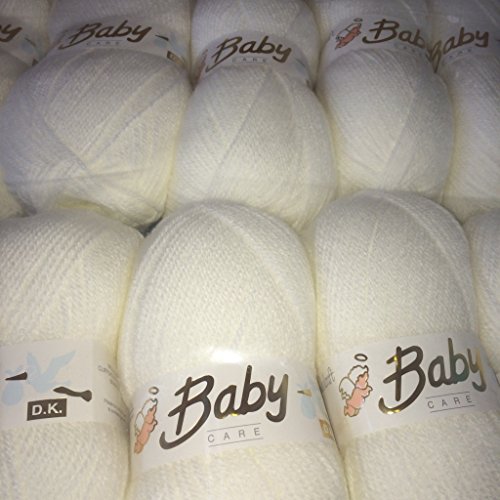 5 x 100g Woolcraft Babycare Baby Yarn , Wool , DK Double Knit (White) by Baby Care