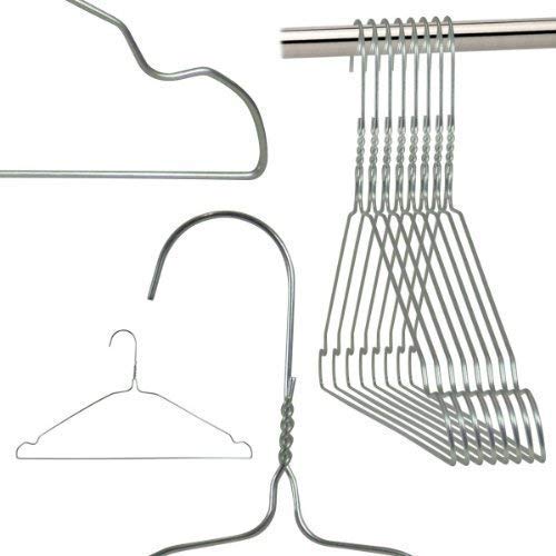 HANGERWORLD 100 Grucce per Lavanderia 40cm Salvaspazio in Metallo Cromato con Spalline con Scanalature