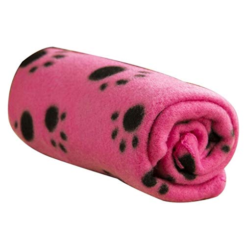 YuamMei 1PC carino, coperta morbida, calda e confortevole Pet Mat Paw stampa cani, gatti, animali (rosa)