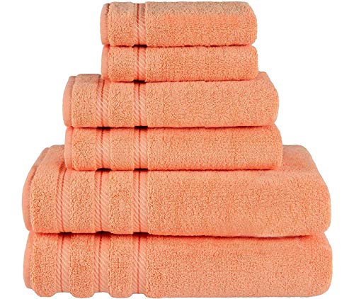 CASA COPENHAGEN Bella, set di 6 asciugamani turchi, include 2 asciugamani da bagno, 2 asciugamani per le mani, 2 panni da bagno 6 Pcs set Malibu Peach