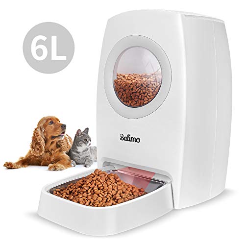 Balimo Distributore Automatico di cibo per cani e gatti, Alimentatore Automatico con timer programmabile, schermo LCD e funzione di registrazione audio, fino a 4 pasti al giorno