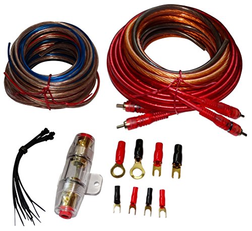 Aerzetix C12349 - Kit di cavi per montaggio, amplificatore, auto, alimentatore, 8 mm2, suono, RCA, fusibile