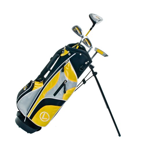 LONGRIDGE - Set 4 Mazze da Golf Junior, per Bambini dai 4 Anni in su, per destrimani, Colore: Nero/Giallo