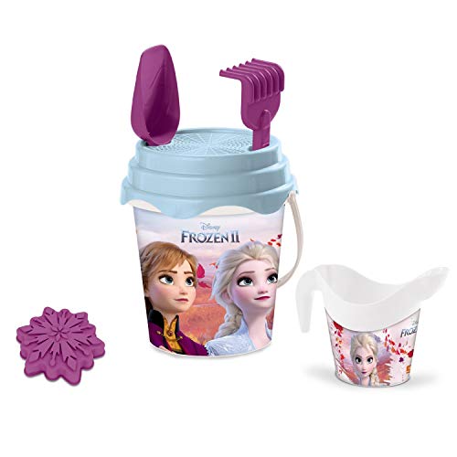 Mondo Toys - Disney Frozen 2 Bucket Set - Set mare Forze 2 - secchiello, paletta, rastrello, setaccio, formica, annaffiatoio INCLUSI - 28194