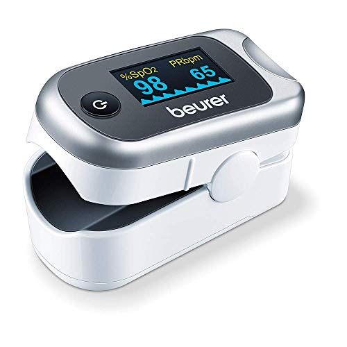 Beurer PO 40 - Pulsossimetro per il Monitoraggio della Saturazione di Ossigeno nel Sangue, Battito Cardiaco e Indice di Perfusione