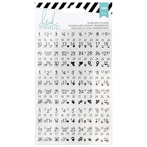 American Crafts Heidi Swapp Memory Planner Stickers 6/Fogli Trasparente Data, Acrilico, Multicolore