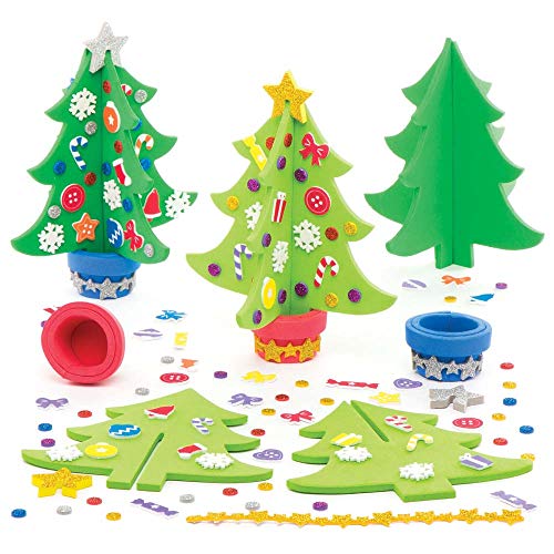 Baker Ross Kit alberi di Natale (confezione da 4) per creazioni fai da te e decorazioni natalizie per bambini