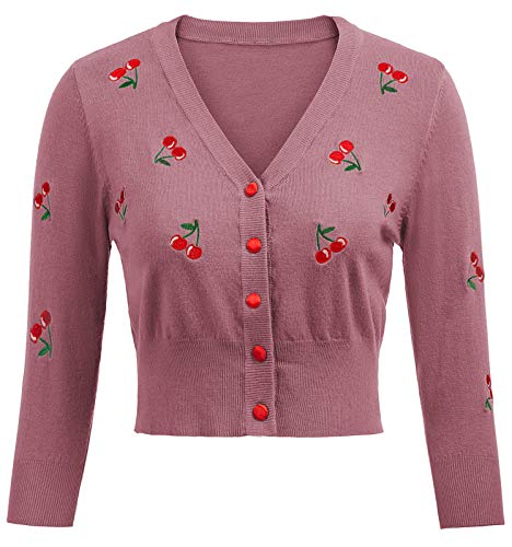 Belle Poque Women Card Cardigan Corto con Maniche a 3/4 per Party Ball Floral-11 (609-11) XXX-Large