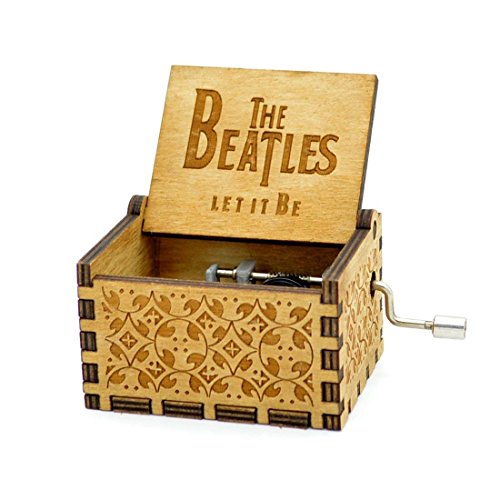Meiion scatola musicale in legno intagliato antico Musica a manovella: beatles