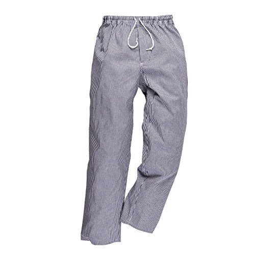 Portwest C079CHTM Pantaloni Bromley da Chef, Bianco/Blu, Medium