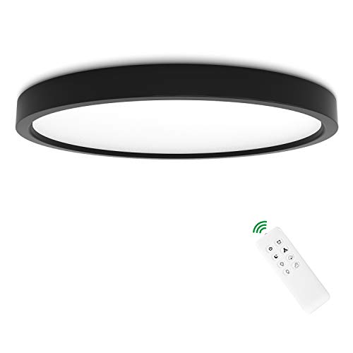 Anten New York I Lampada da soffitto a LED 24 W con telecomando I Nero I Ø 30 cm I 3000-6500 Kelvin I Dimmerabile e temperatura di colore regolabile senza livelli preimpostati